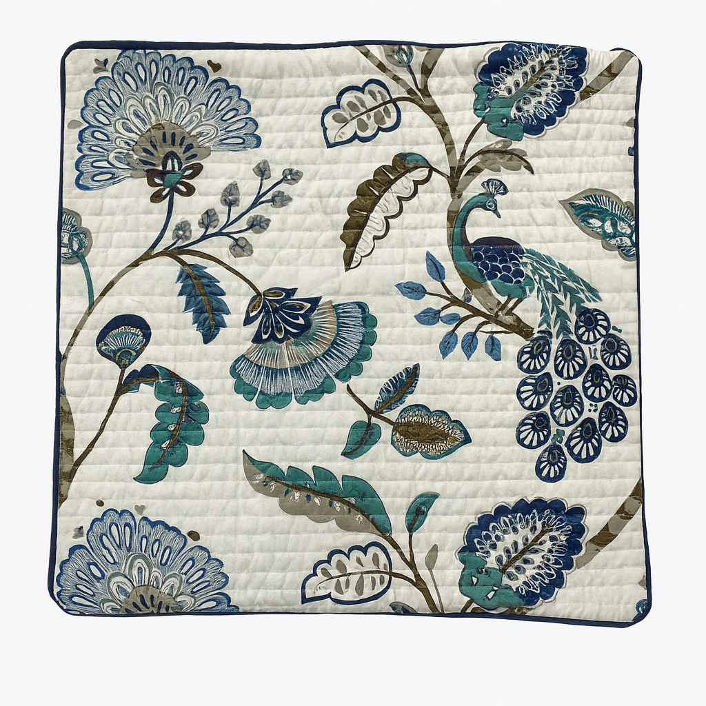 Block-printed Cushion Cover Blue