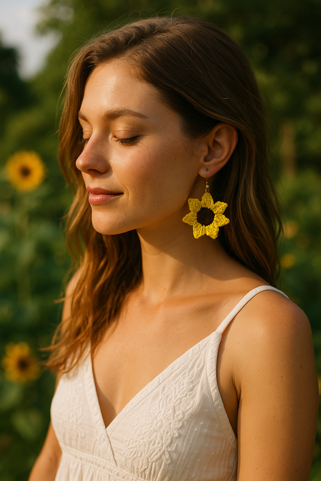 Sunflower Crochet Earring