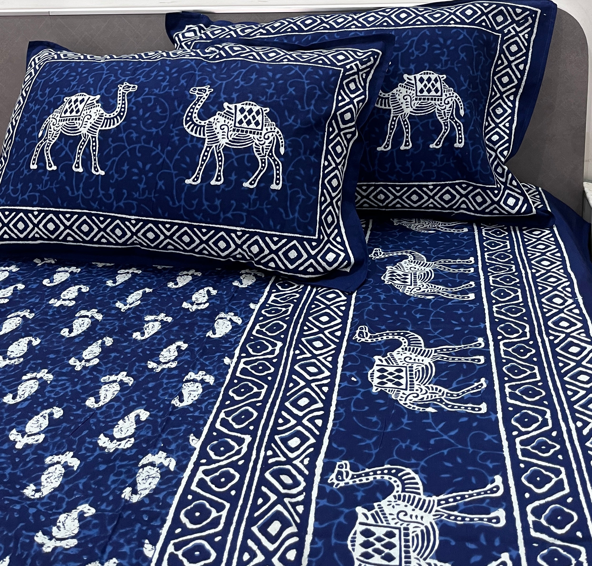 Indigo Bedsheet - Camel
