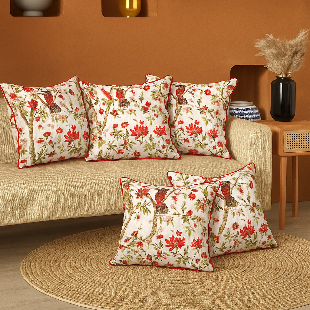 Block-printed Cushion Cover Red