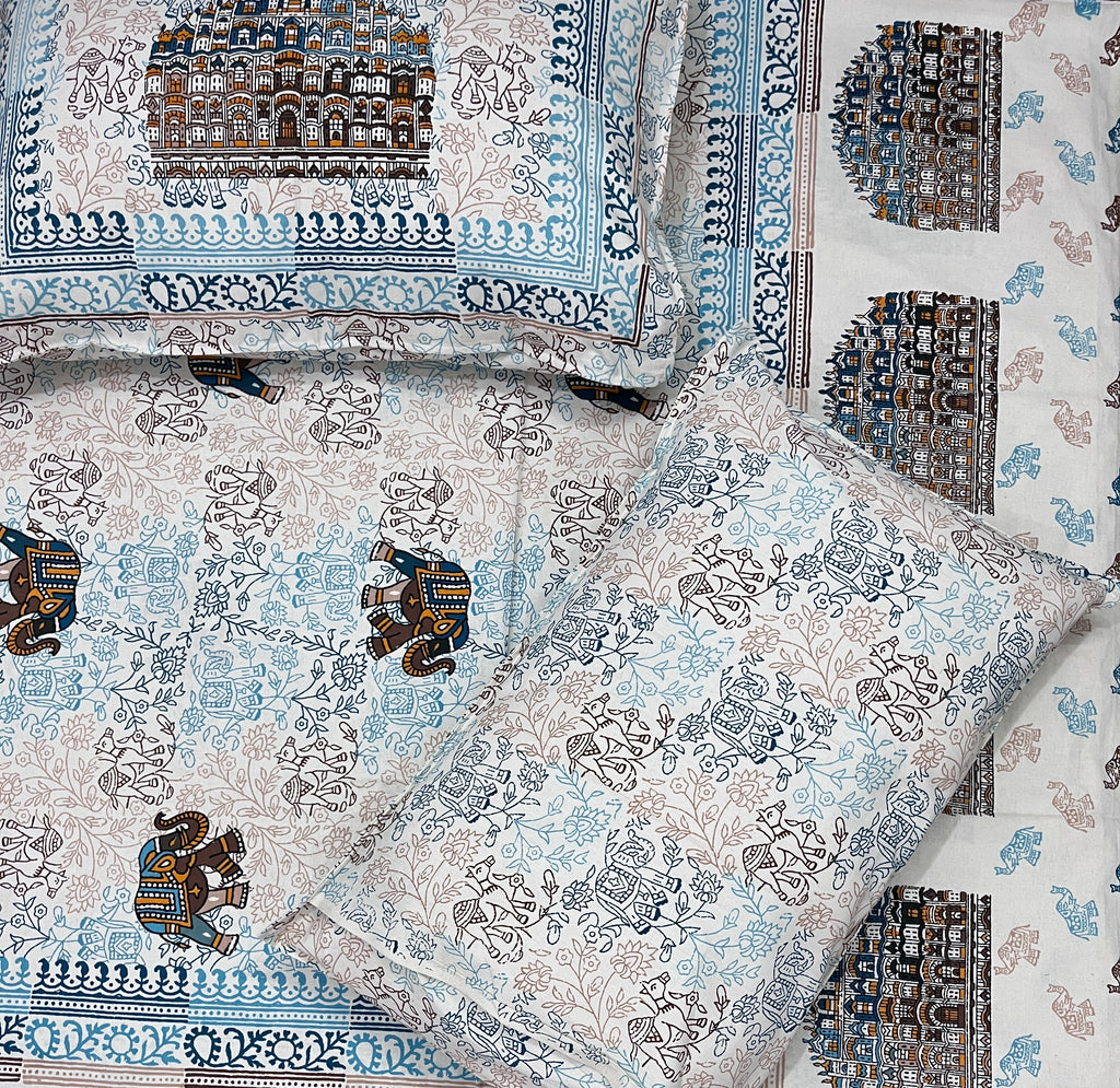 Handblock Bedsheet - Hawa Mahal